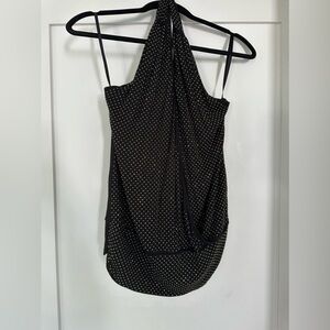 Bebe gold and black halter top open back size xs